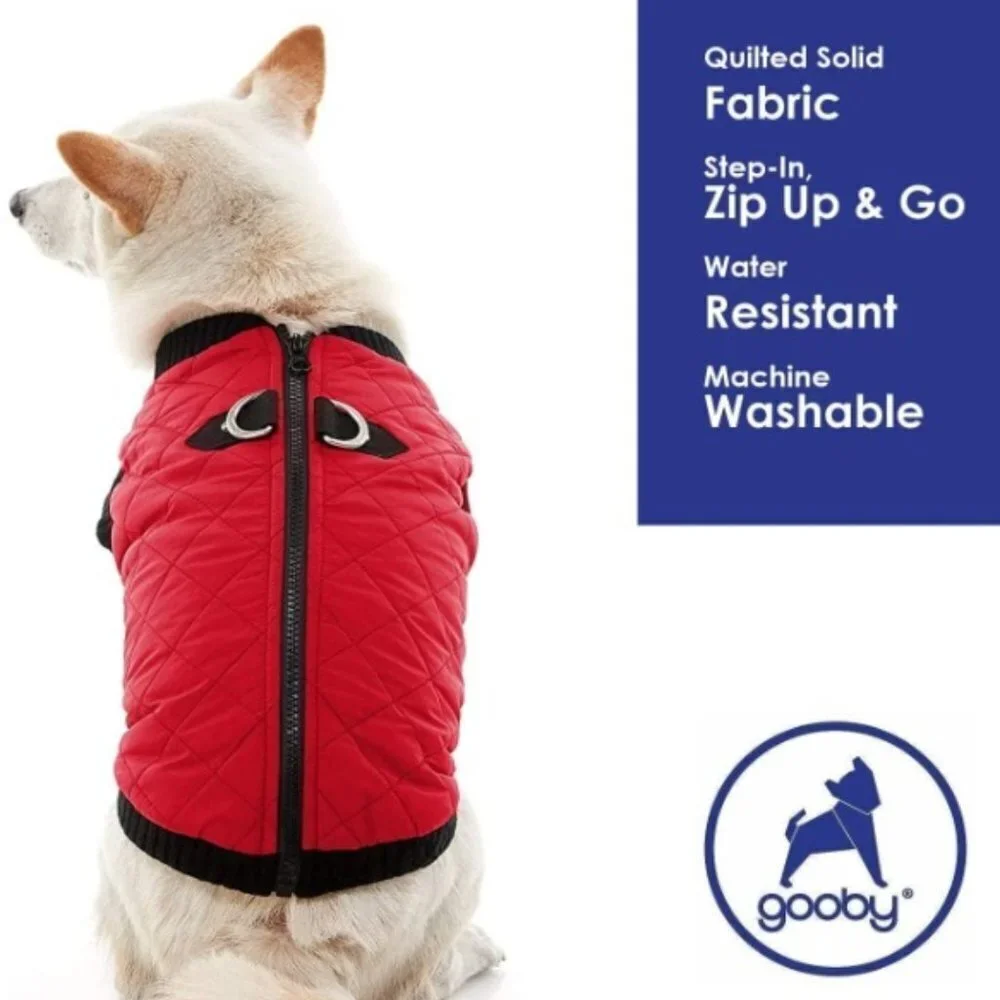 Fashion Vest Dog Jacket - Red, Medium - Warm Zip Up Bomber Vest
